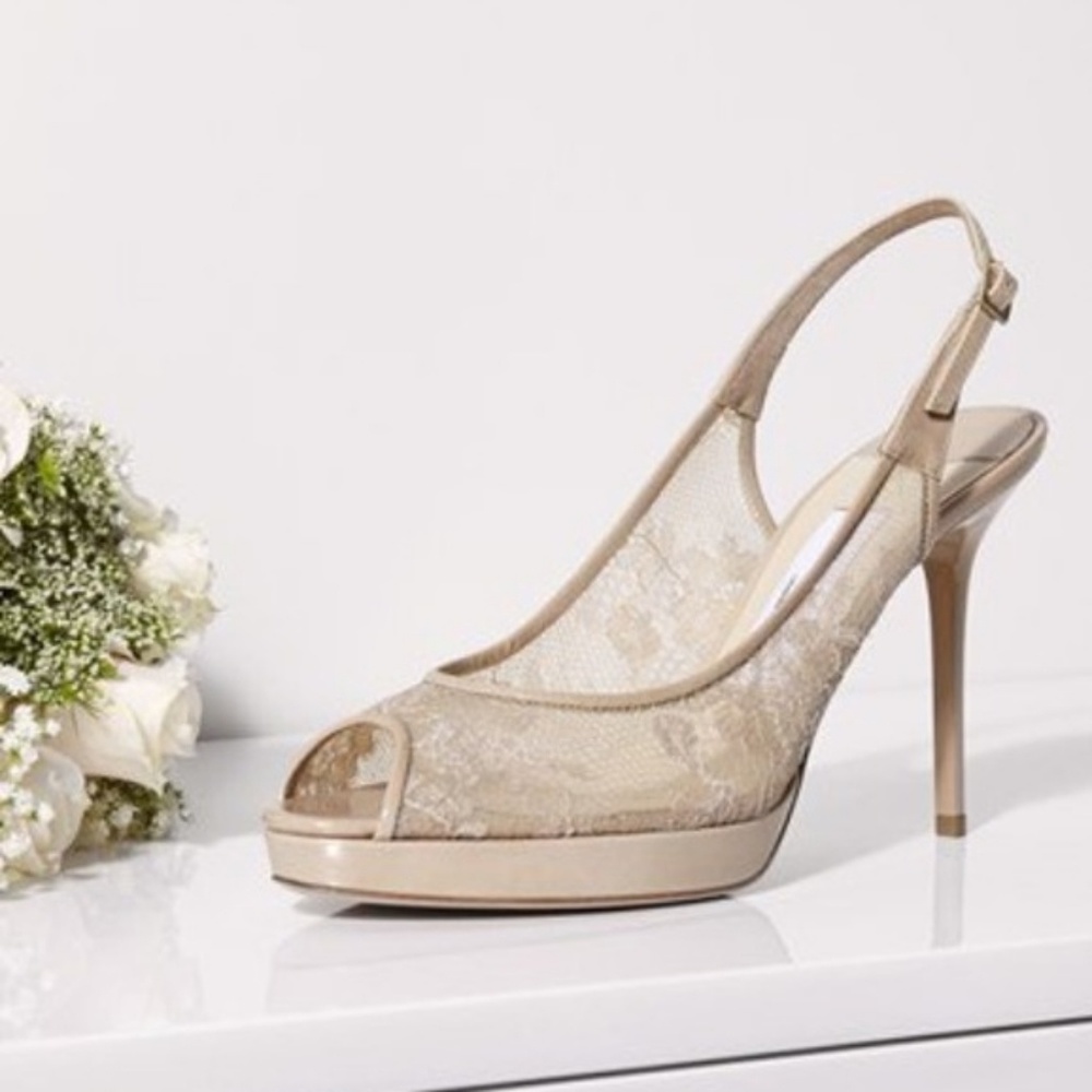 NIB Jimmy Choo Nude Lace Slingback Nova Pumps